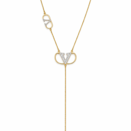 18k Gold Diamond-Studded V-Shaped Necklace