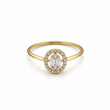 18K Gold Minimal Halo Ring – 1.40g Elegant Everyday Jewelry