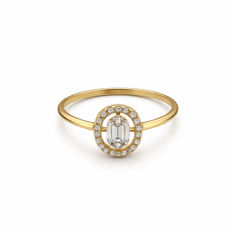 18K Gold Minimal Halo Ring – 1.40g Elegant Everyday Jewelry