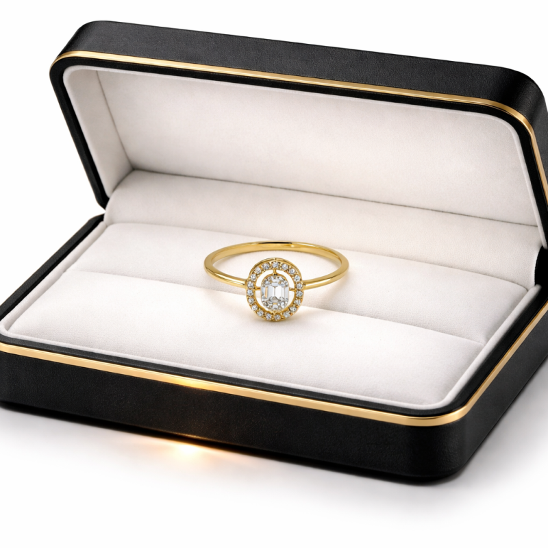 18K Gold Minimal Halo Ring – 1.40g Elegant Everyday Jewelry