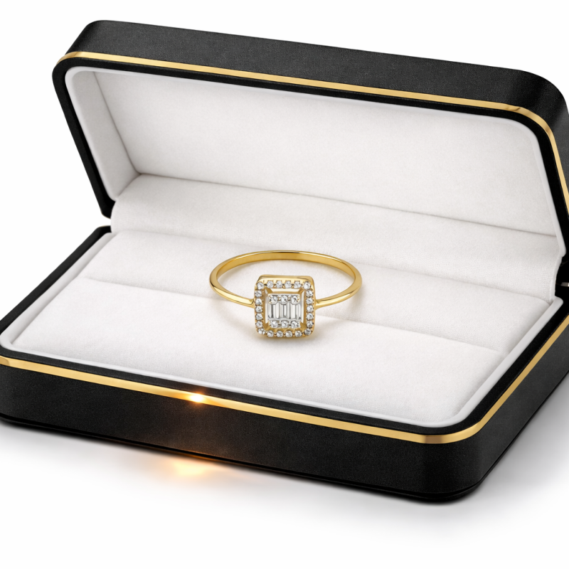 18K Gold Square Design Ring – 1.46 Gram Elegant Fine Jewelry