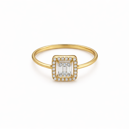18K Gold Square Design Ring – 1.46 Gram Elegant Fine Jewelry