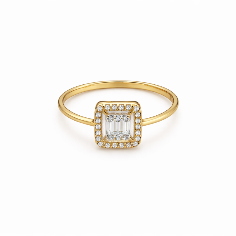 18K Gold Square Design Ring – 1.46 Gram Elegant Fine Jewelry
