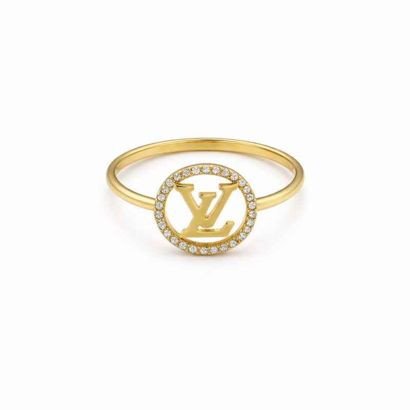 18K Gold Logo Circle Ring Lightweight Fine Jewelry