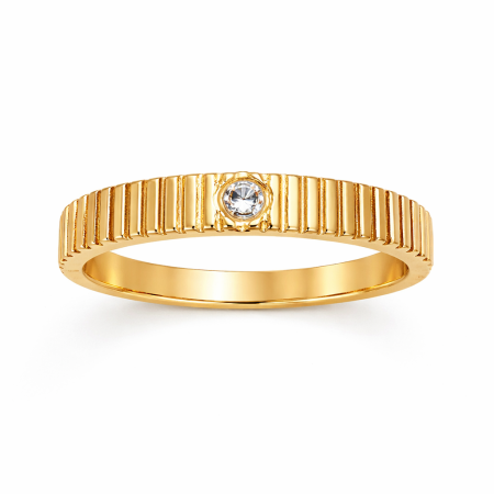 18K Gold Textured Band Ring 2.20g – Size 15 Elegant Minimal Gold Ring