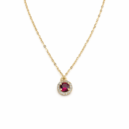18k Gold Ruby and Diamond Necklace - 0.86 Grams