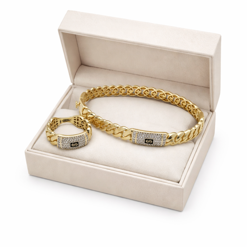 18k Gold Bracelet and Ring Set - 20.39 Grams