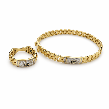 18k Gold Bracelet and Ring Set - 20.39 Grams