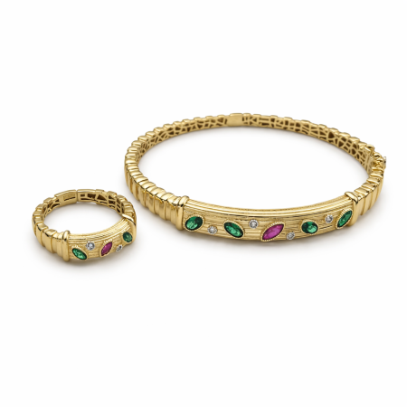 18k Gold Bracelet and Ring Set - 17.74 Grams