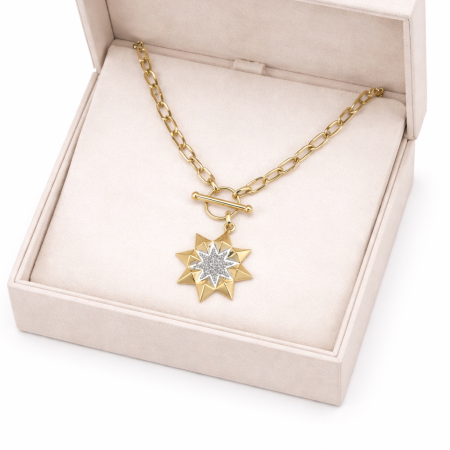 18k Gold Starburst Necklace - 6.16 Grams