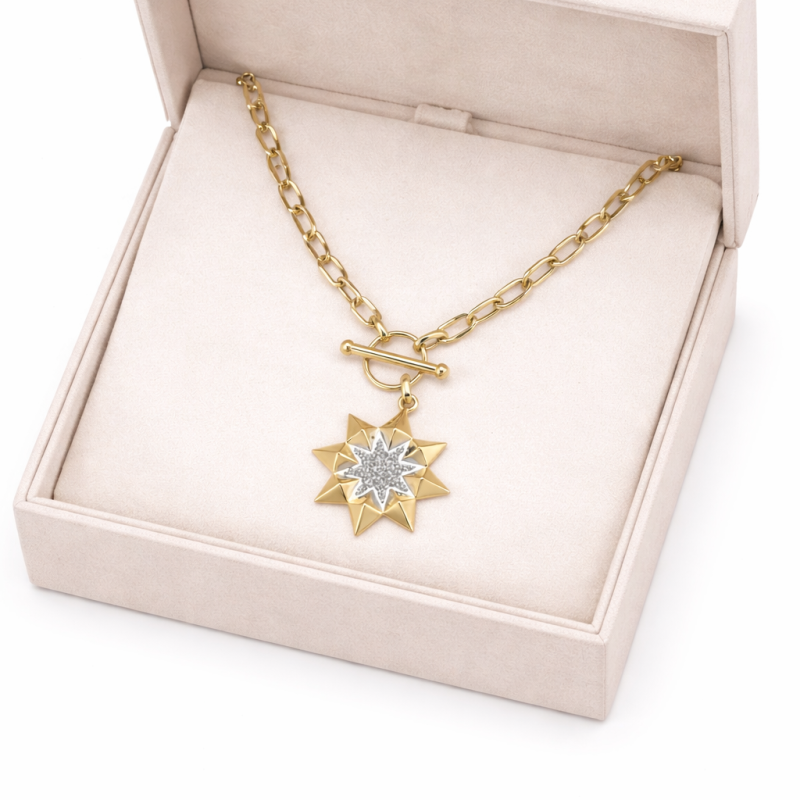 18k Gold Starburst Necklace - 6.16 Grams 18k Gold Starburst Necklace - 6.16 Grams