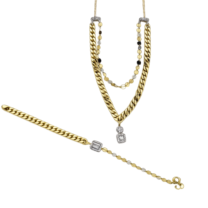 18K Gold Cuban Link Necklace and Bracelet Set – 10.43g 18K Gold Cuban Link Necklace and Bracelet Set – 10.43g