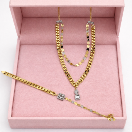 18K Gold Cuban Link Necklace and Bracelet Set – 10.43g 18K Gold Cuban Link Necklace and Bracelet Set – 10.43g