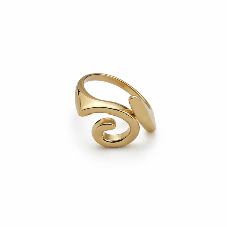 18K Gold Adjustable Spiral Ring – Modern Statement Ring (3.40g)