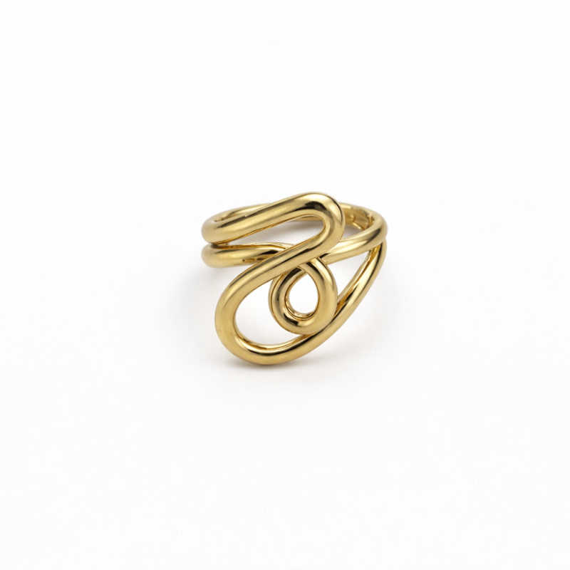18K Gold Abstract Spiral Ring – Modern Statement Ring (4.85g)