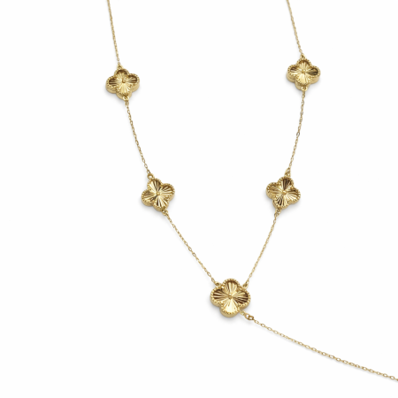 18K Gold Clover Charm Necklace – 13.97 Gram Elegant Luxury Necklace