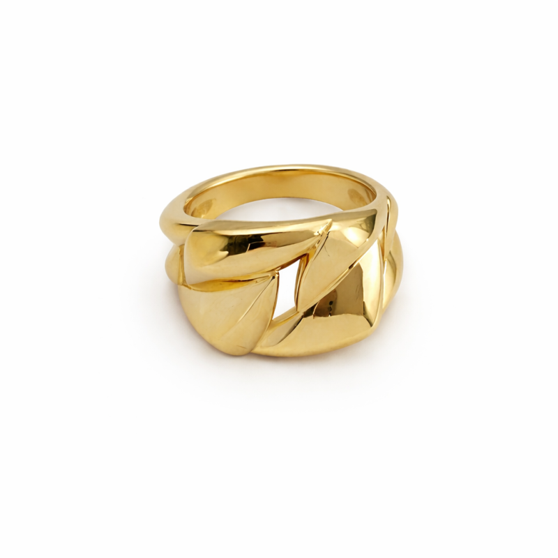 18K Gold Statement Ring – Modern Sculpted Design (5.73g)