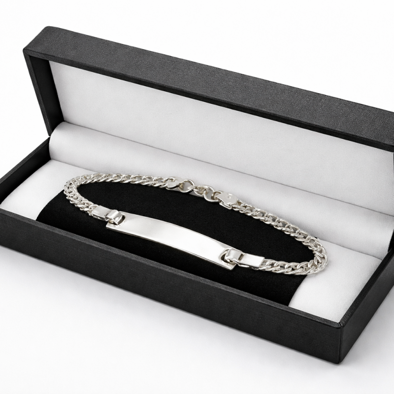Silver Bracelet 4.5g - Curb Chain with ID Plate