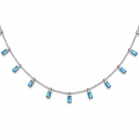 Silver Necklace with Blue Topaz Accents (43.5+3cm/4.01g)