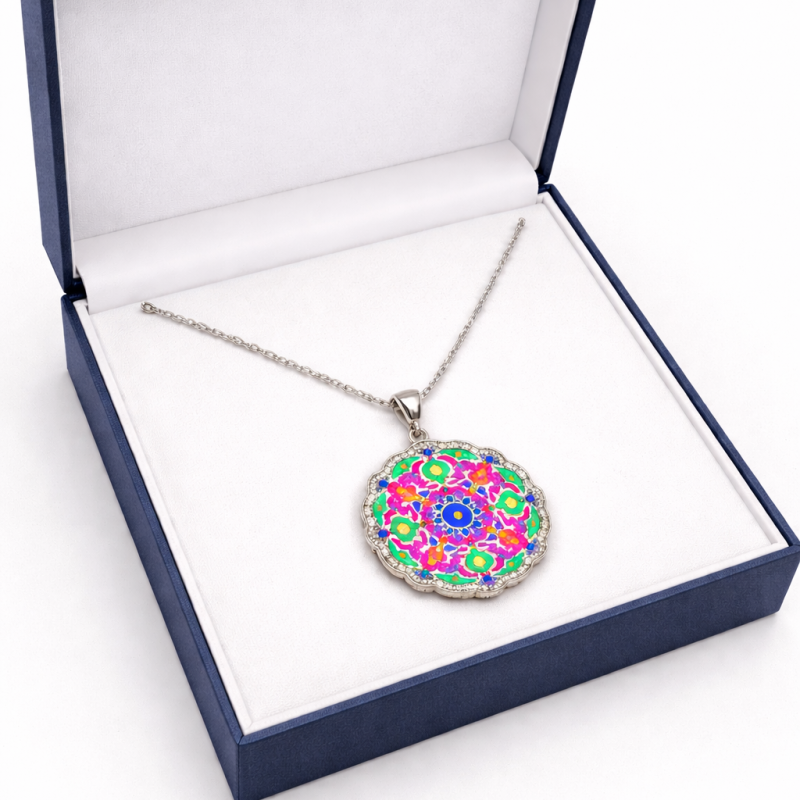 Silver Necklace with Colorful Pendant (45cm/11.30g)