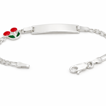 Silver Bracelet with Cherry Enamel Charm (4.56g/14cm)