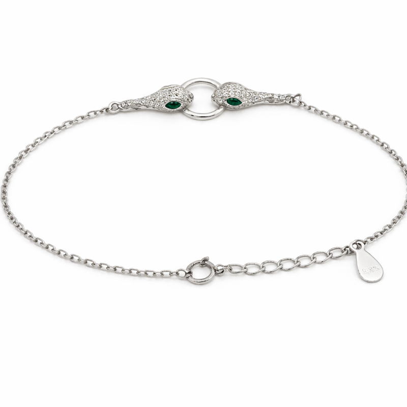 Silver Bracelet with Heart-Shaped Clasp (2.66g/15+3cm)