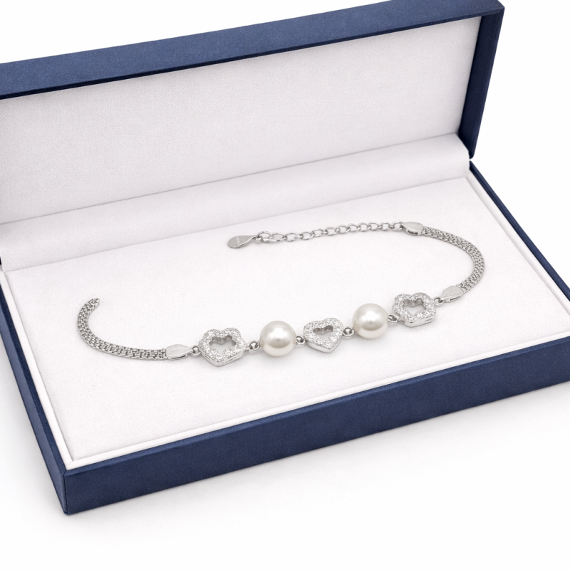 Silver Pearl Bracelet (6.16g/16.5+2cm)