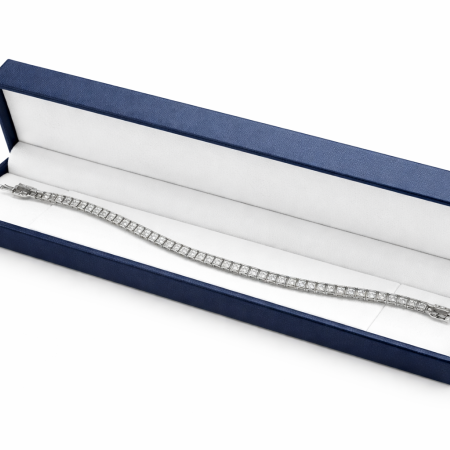 Silver Tennis Bracelet 18.5cm / 10.33g with Square-Cut Cubic Zirconia Stones