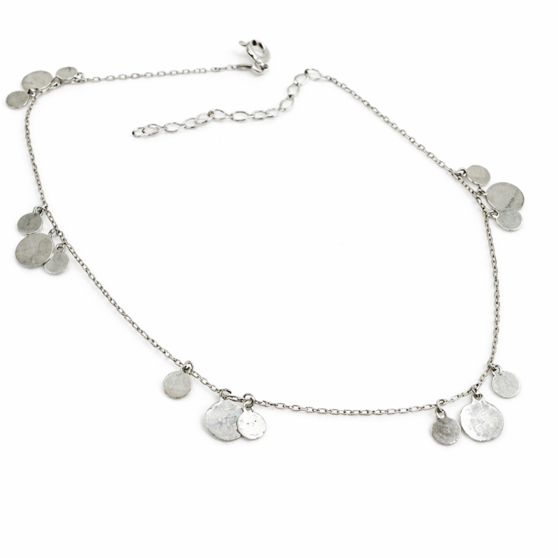 Silver Charm Bracelet with Disc Charms