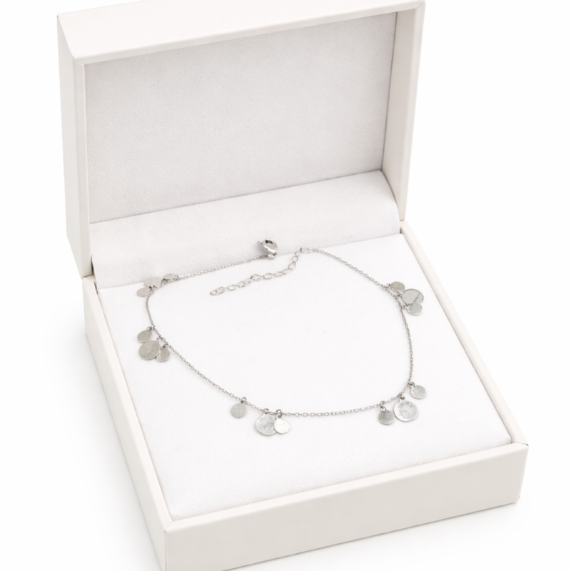 Silver Charm Bracelet with Disc Charms