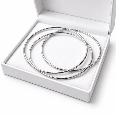 925 Sterling Silver Bangles 7cm – Minimalist Round Design (8g Each)