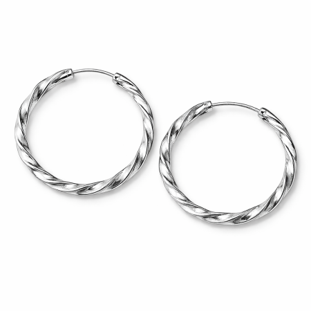 Sterling Silver Hoop Earrings 3cm – Twisted Design (2.5g)