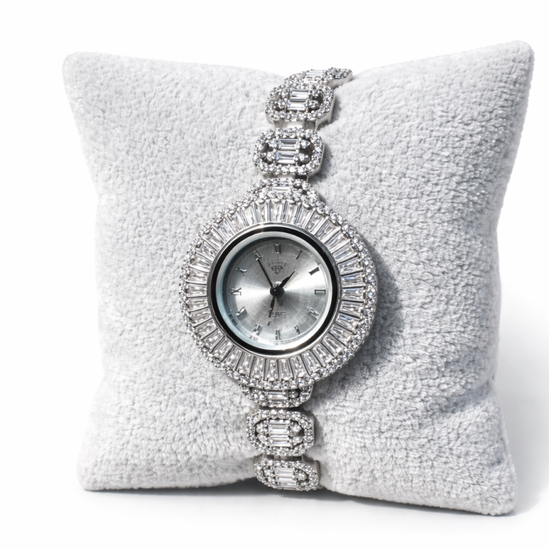Luxury Crystal Silver Bracelet Watch for Women – Diamond Style Rhinestone Wristwatch