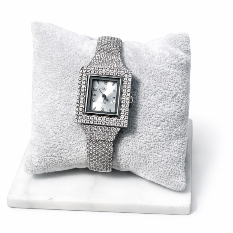 Luxury Crystal Silver Square Bracelet Watch for Women – Rhinestone Diamond Style (35.5g, 6cm)