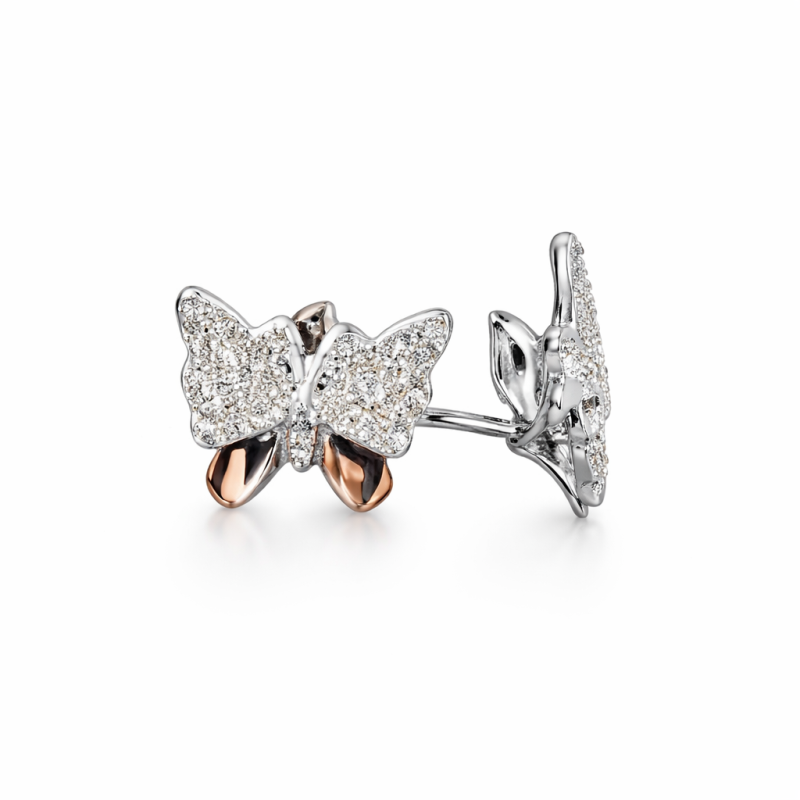 Sterling Silver Butterfly Earrings with Cubic Zirconia