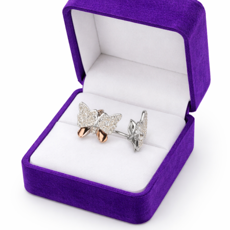 Sterling Silver Butterfly Earrings with Cubic Zirconia