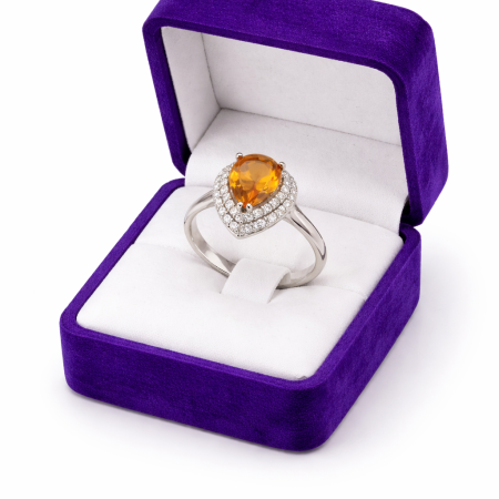 Sterling Silver Yellow Gemstone Ring – 3.07g