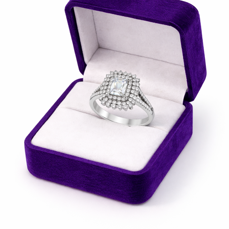 Sterling Silver Halo Ring with Cubic Zirconia – 4.02g