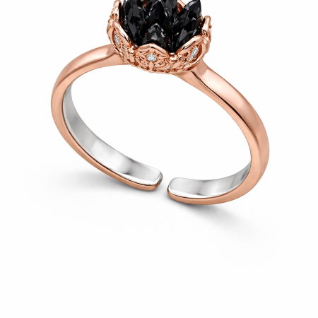 Sterling Silver Adjustable Ring with Black Stone – 3.10g