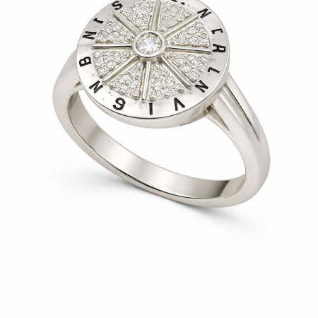 Silver Ring 3.24g - Alphabet Design with Cubic Zirconia