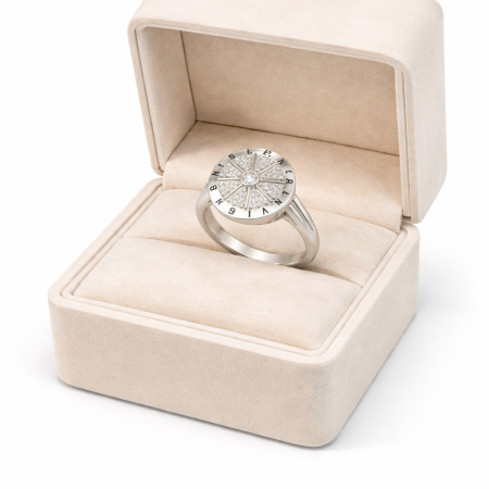 Silver Ring 3.24g - Alphabet Design with Cubic Zirconia