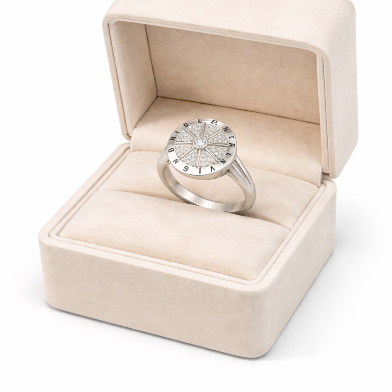 Silver Ring 3.24g - Alphabet Design with Cubic Zirconia