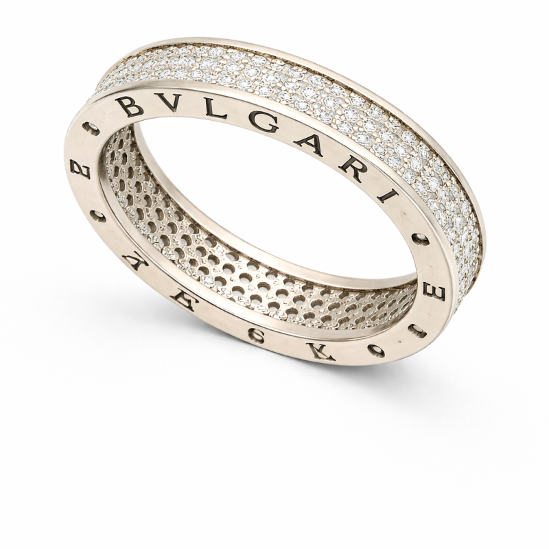 Silver Ring 6.23g - Pave Set Eternity Ring with Roman Numerals