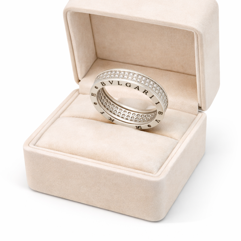 Silver Ring 6.23g - Pave Set Eternity Ring with Roman Numerals