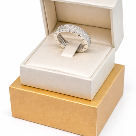 Silver Ring 6.35g - Pave Set Eternity Ring with Roman Numerals