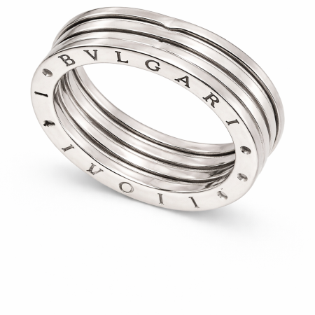 Silver Ring 8.14g - Stacked Design with Engraved "BVLGARI"