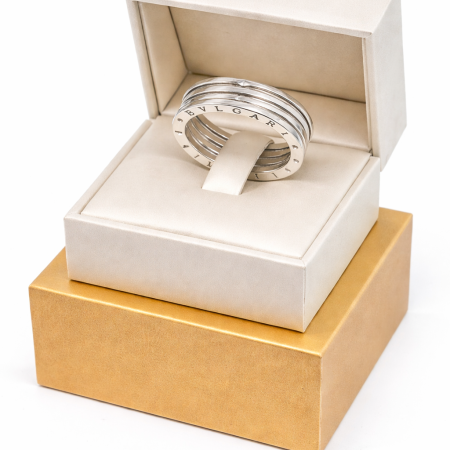 Silver Ring 8.14g - Stacked Design with Engraved "BVLGARI"