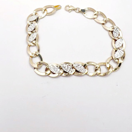 Kenzari Jewellery 14k Gold Link Chain with white charm Bracelet for Women -7.63 Grams