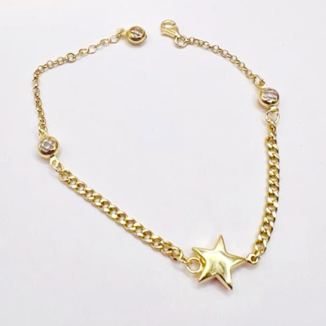 Kenzari Jewellery 14k Gold Heart Chain Bracelet for Women -3.48 Grams