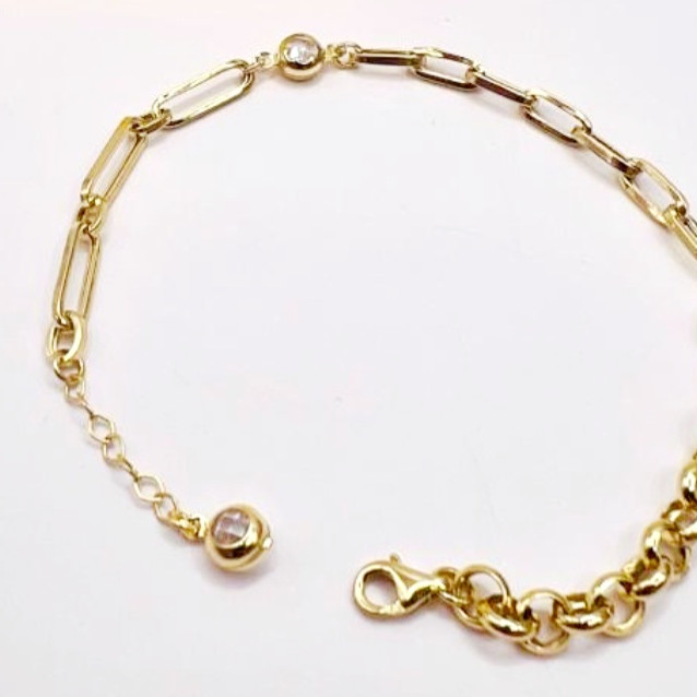 Kenzari Jewellery 14k Gold Link Chain Bracelet for Women -3.65 Grams